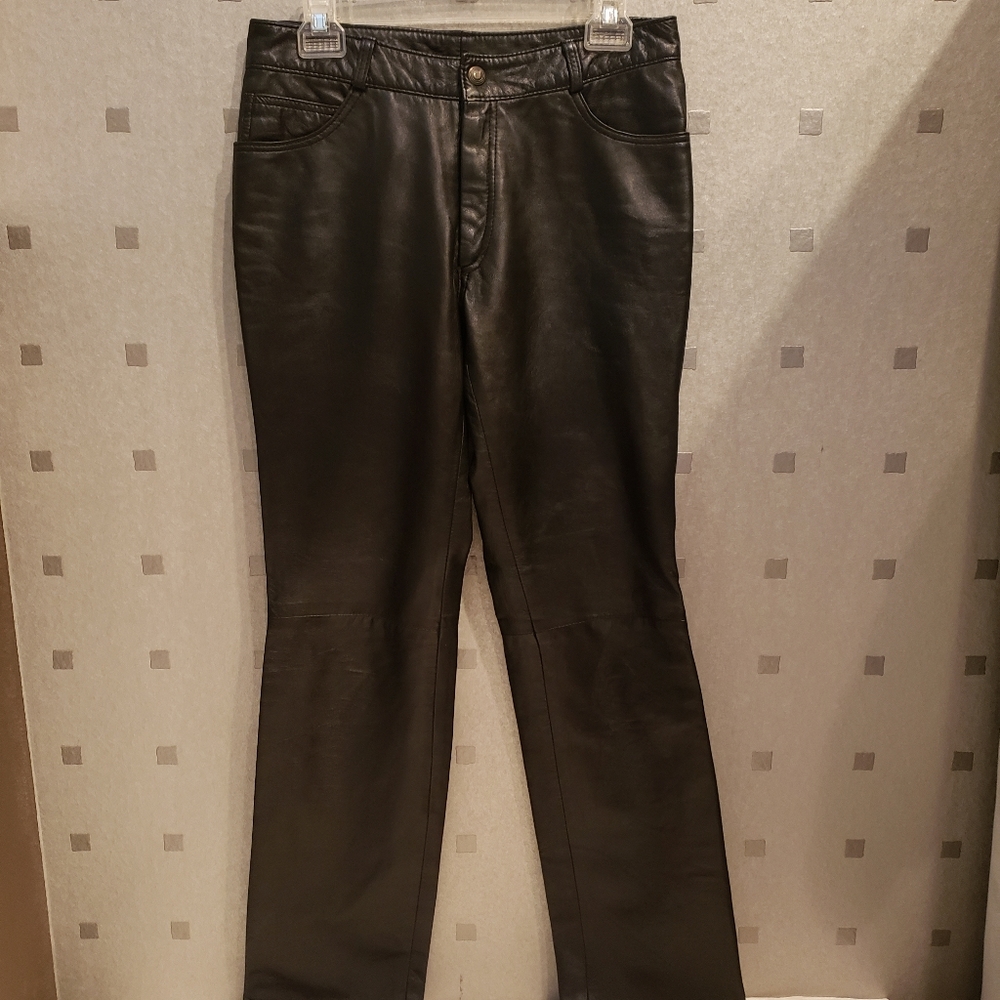 Costa Blanca Women's Bikers Leather pants Black Size,5 pockets
